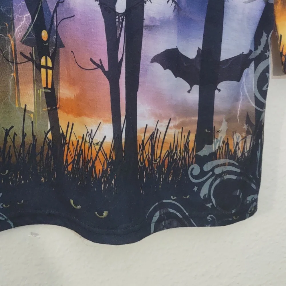 SLIGHTLY USE HALLOWEEN 3/4 SLEEVE SHIRT SIZE L (12/14) LIGHTWEIGHT - Picture 7 of 10